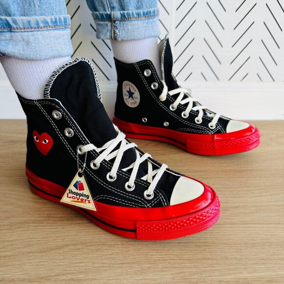 ❤️NEW Women Sz 10.5 CONVERSE CDG Hearts Chuck 70 Comme des Garcons Black A01793C - Picture 3 of 13